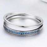 Silberring mit Kristallen, blau, Größe 6