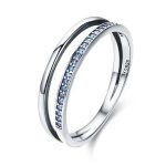 Silberring mit Kristallen, blau, Größe 8