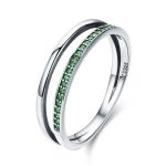 Silberring mit Kristallen, grün, Größe 6