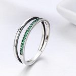 Silberring mit Kristallen, grün, Größe 6