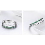 Silberring mit Kristallen, grün, Größe 6