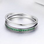 Silberring mit Kristallen, grün, Größe 6