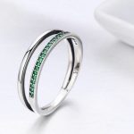 Silberring mit Kristallen, grün, Größe 7