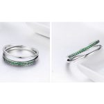 Silberring mit Kristallen, grün, Größe 7