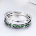 Silberring mit Kristallen, grün, Größe 7