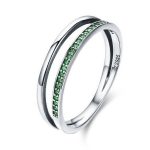 Silberring mit Kristallen, grün, Größe 8