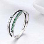 Silberring mit Kristallen, grün, Größe 8