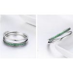 Silberring mit Kristallen, grün, Größe 8