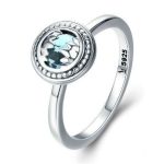 Silberring mit blauem Kristall, Größe 6