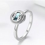 Silberring mit blauem Kristall, Größe 7