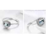 Silberring mit blauem Kristall, Größe 7