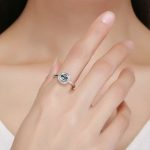 Silberring mit blauem Kristall, Größe 7