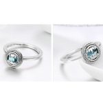 Silberring mit blauem Kristall, Größe 8