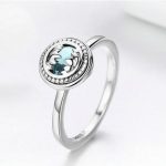 Silberring mit blauem Kristall, Größe 6