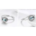 Silberring mit blauem Kristall, Größe 6