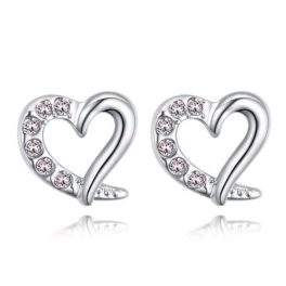 Herzohrringe mit tschechischem Kristall, weiß