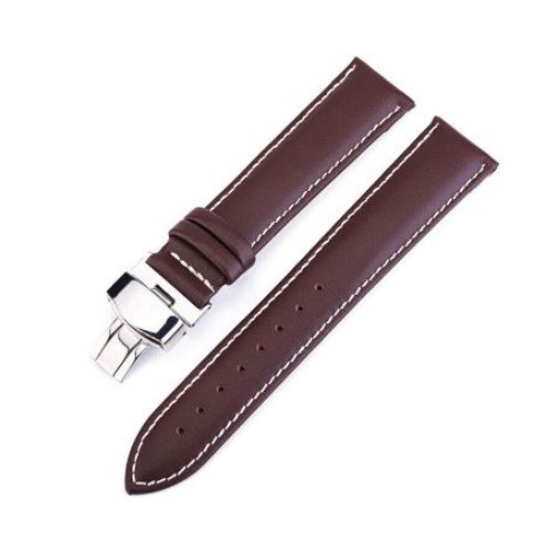 Uhrenarmband mit Butterfly-Schließe, Leder, 22 mm, braun-weiß