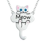 Silberne Halskette mit Katze, Zirkoniumstein