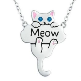 Silberne Halskette mit Katze, Zirkoniumstein