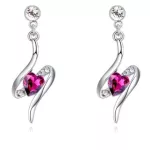 Spiralförmige Herzohrringe, verziert mit Swarovski-Kristallen, Amethyst