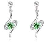 Spiralförmige Herzohrringe, verziert mit Swarovski-Kristallen und Peridot