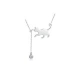 Silberne Halskette mit Katzenanhänger