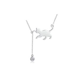Silberne Halskette mit Katzenanhänger