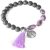  Mala aus schwarzem Lavastein mit Amethyst