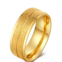 Damen-Verlobungsring aus Edelstahl, Gold, Größe 8