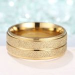 Damen-Verlobungsring aus Edelstahl, Gold, Größe 6
