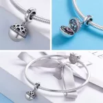  Silberne Geschenkbox mit Zirkonium-Kristallanhänger, rosa