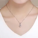  Silberne Geschenkbox mit Zirkonium-Kristallanhänger, rosa