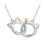 Silberne Halskette mit doppeltem Katzenkopf