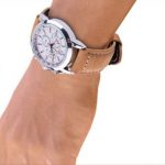 Uhrenarmband aus Rindsleder, Retro-Stil, hellbraun, 24 mm