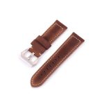 Uhrenarmband aus Rindsleder, Retro-Stil, dunkelbraun, 24 mm