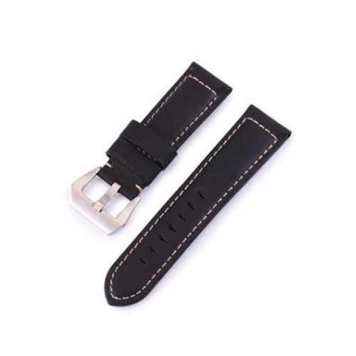 Uhrenarmband aus Rindsleder, Retro-Stil, mattschwarz, 20 mm