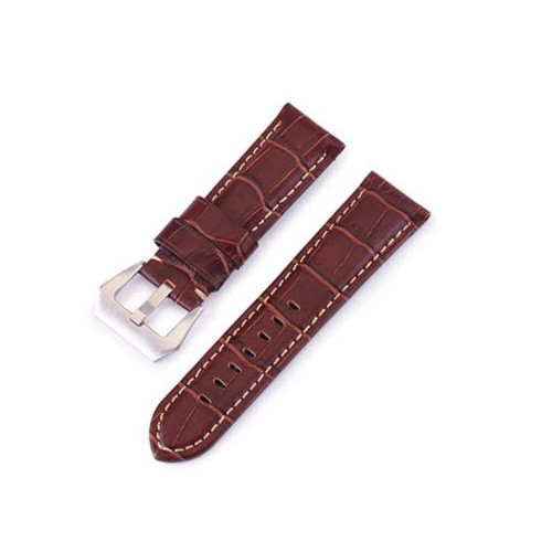 Uhrenarmband aus Rindsleder, Retro-Stil, rotbraun, 24 mm