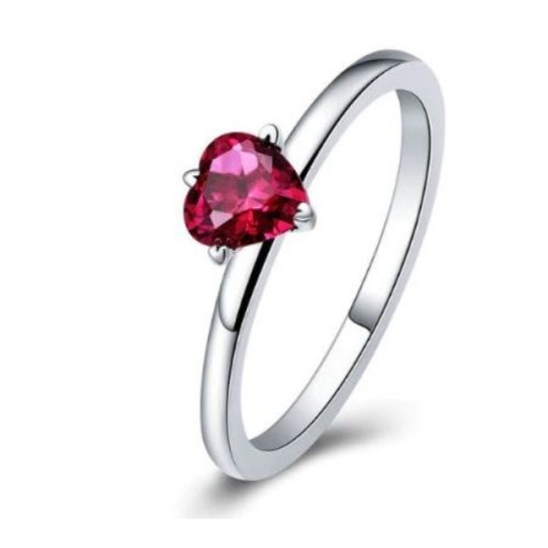 Silberring mit rotem Herz