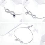 Silbernes Armband mit dem Unendlichkeitszeichen, verziert mit Kristallen