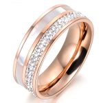Damen-Verlobungsring aus Edelstahl, mit Muschel, Roségold, Größe 9