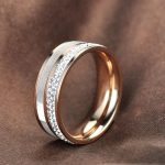 Damen-Verlobungsring aus Edelstahl, mit Muschel, Roségold, Größe 8