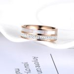 Damen-Verlobungsring aus Edelstahl, mit Muschel, Roségold, Größe 9