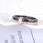 Damenring, doppelt, Edelstahl, Roségold-Schwarz, Größe 8