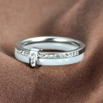 Damenring, doppelt, Edelstahl, Weißgold-Weiß, Größe 9