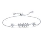 Silberarmband mit Blumen und weißem Kristall