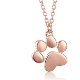 Silberne Halskette mit Pfotenanhänger, Roségold