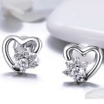 Silberne Ohrringe mit einem Hundepfotenherz