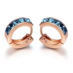 Modische Creolen verziert mit Swarovski-Kristallen, Gold/Aquamarin