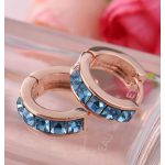 Modische Creolen verziert mit Swarovski-Kristallen, Gold/Aquamarin