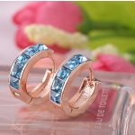 Modische Creolen verziert mit Swarovski-Kristallen, Gold/Aquamarin